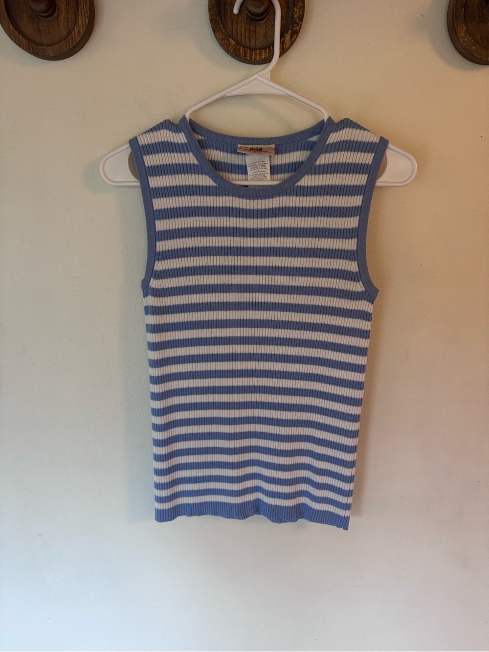 Vintage Faded Glory Striped Ribbed knit Tank Top - Blue & White size large